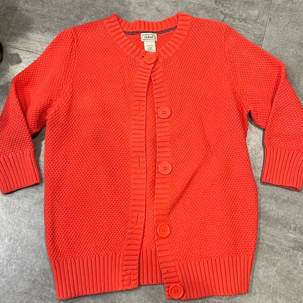 L.L. Bean Button Down 100% Cotton Cardigan Size Large